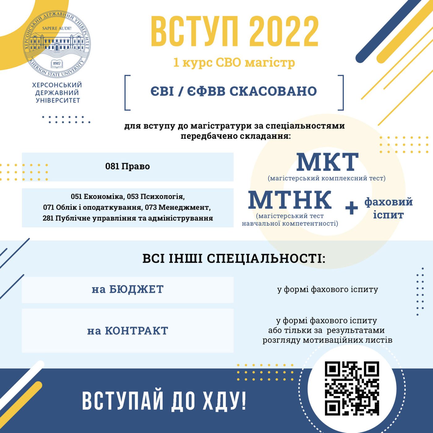 Шановні абітурієнти! Якщо ви плануєте вступати на другий (магістерський) рівень вищої осві…