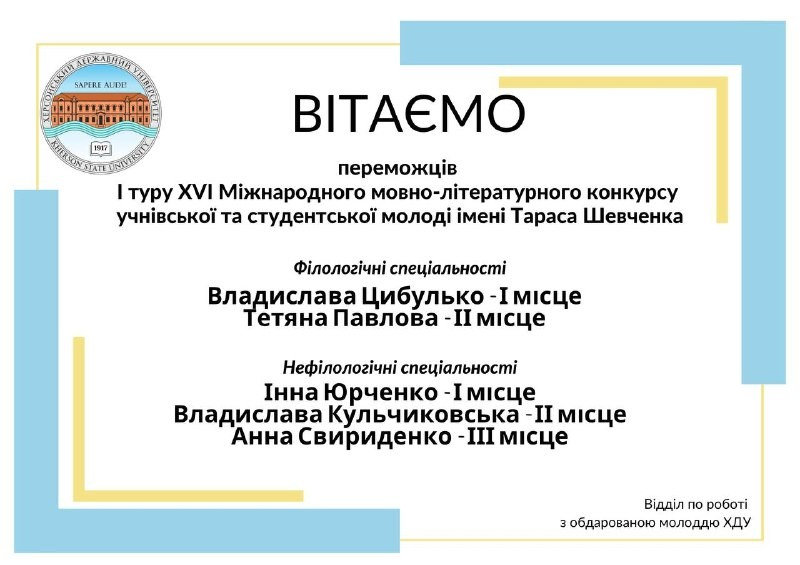 Визначено переможців університетського етапу конкурсу імені Тараса Шевченка