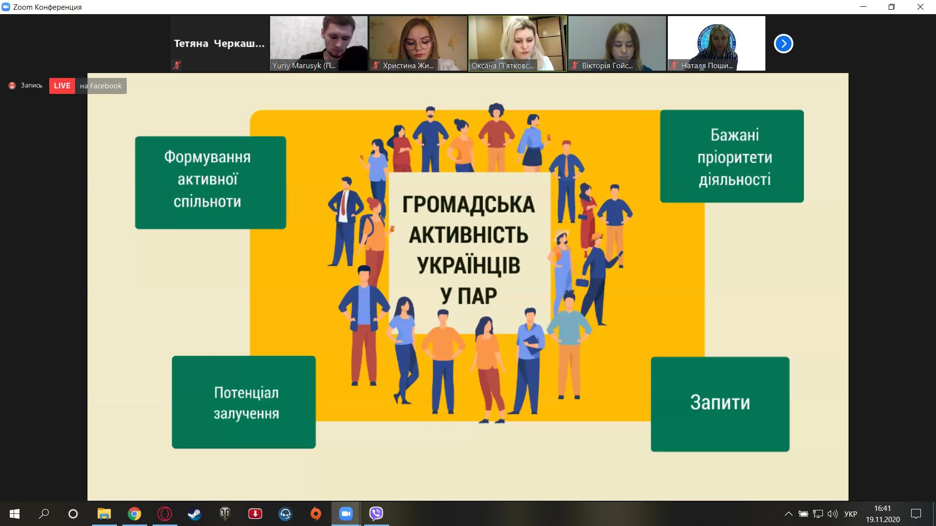 19.11.2020 року студенти 351 групи спеціальності 054 Соціологія та гарант ОП "Соціологія" взяли участь у відкритому віртуальному просторі «Українці Африки: горизонти спільного зростання»