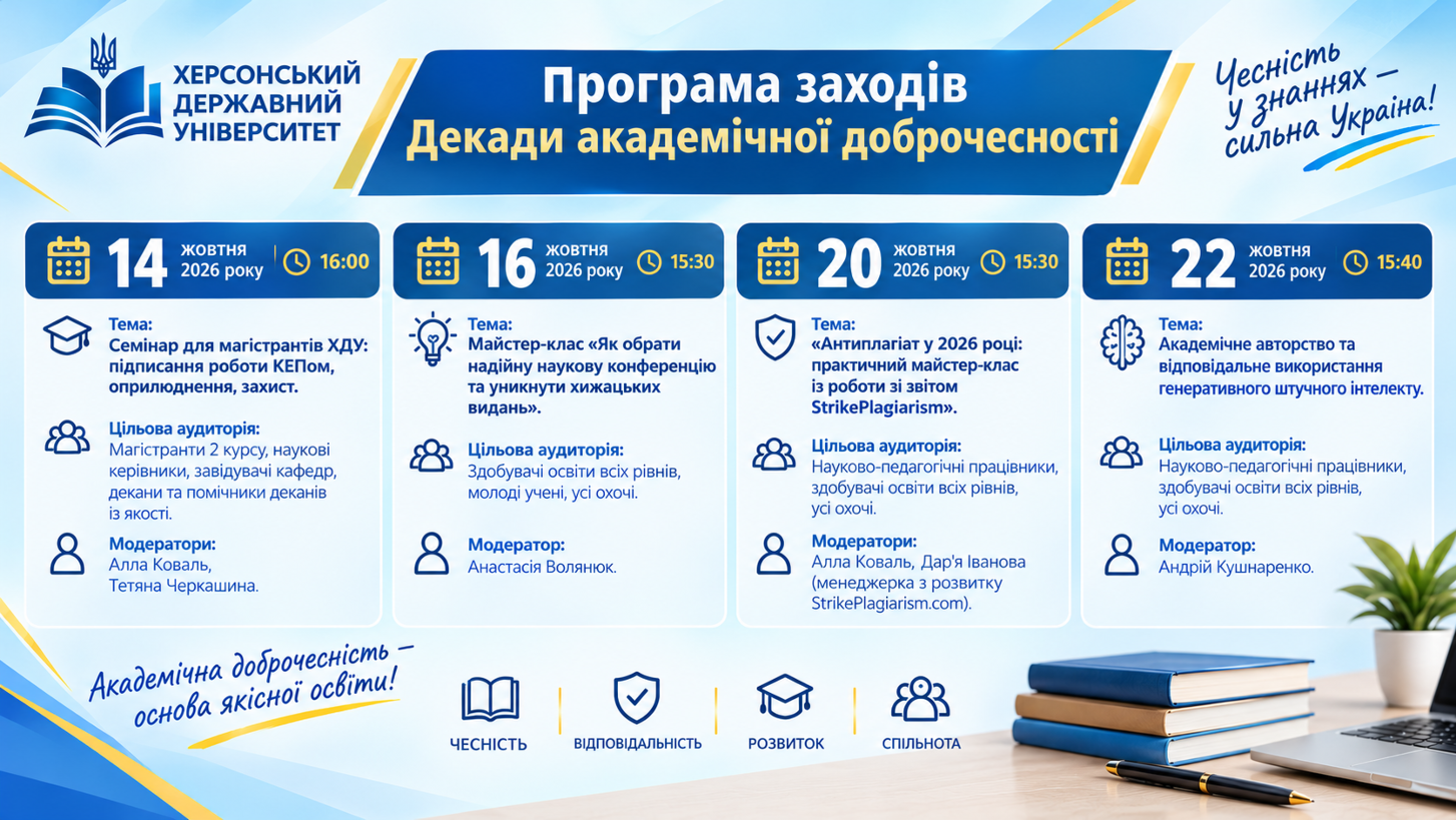 Запрошуємо долучитися до заходів декади академічної доброчесності