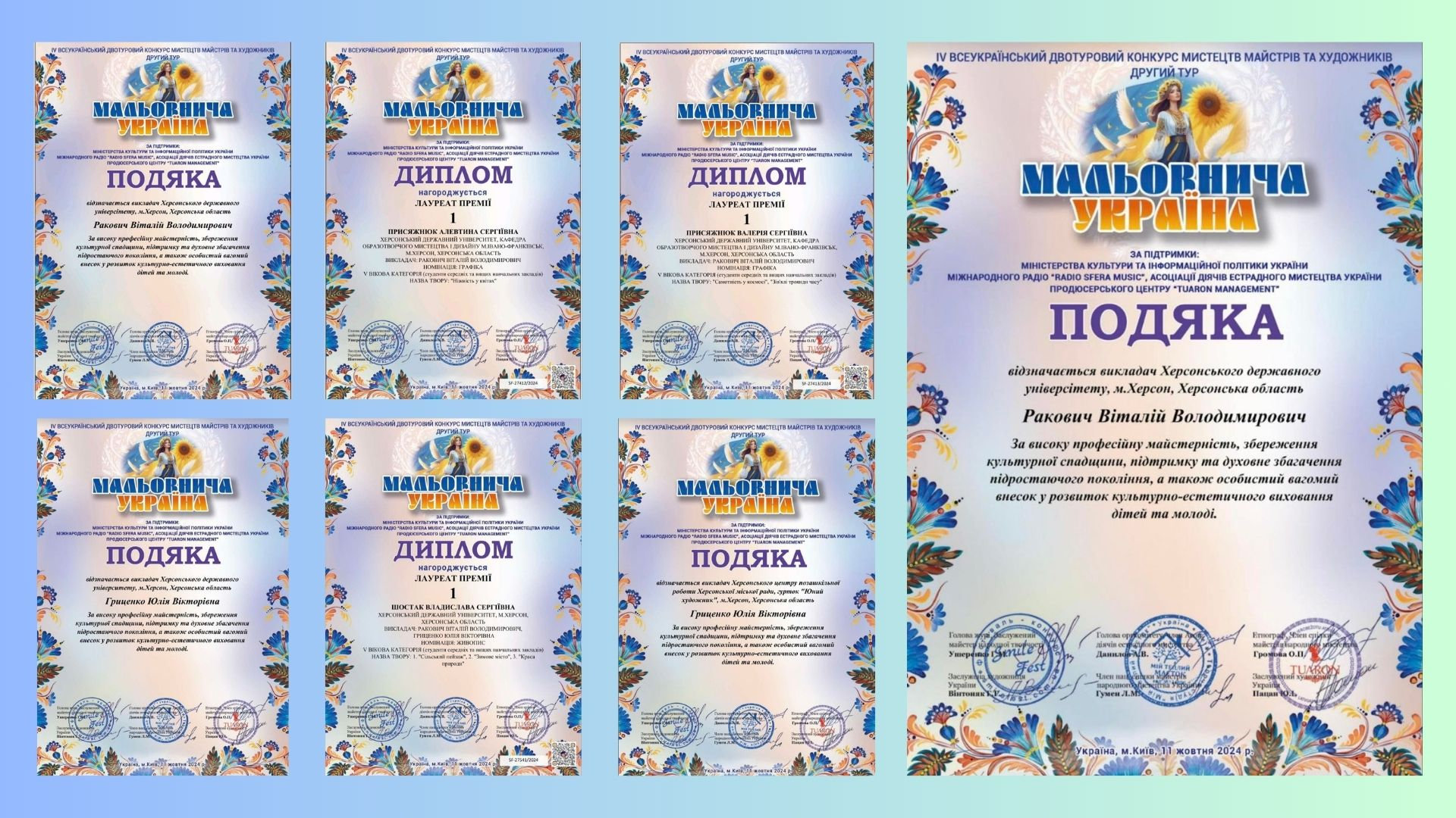 Викладачі та здобувачі кафедри образотворчого мистецтва і дизайну здобули дипломи на 4 Все…