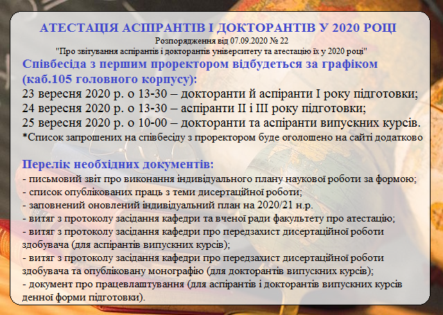 До уваги аспірантів і докторантів усіх курсів!