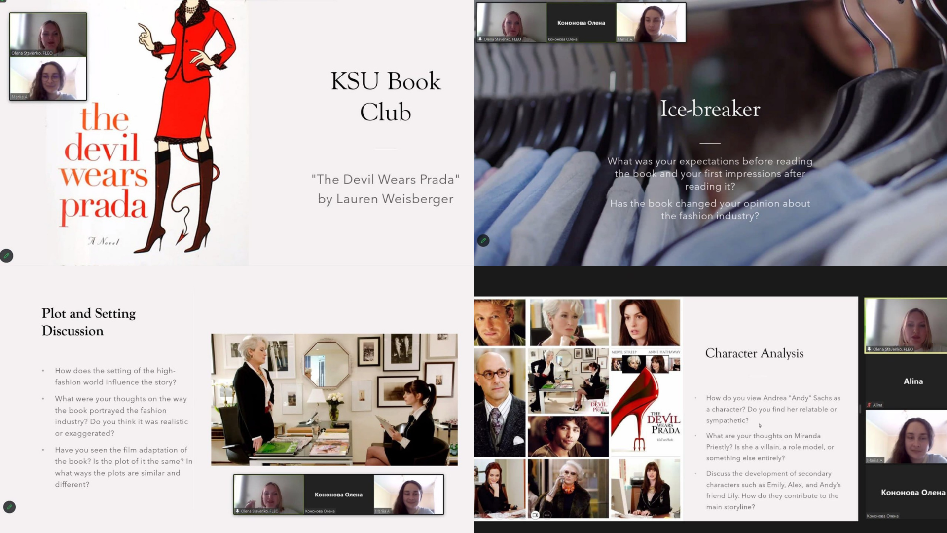KSU Book Club meeting dedicated to The Devil Wears Prada