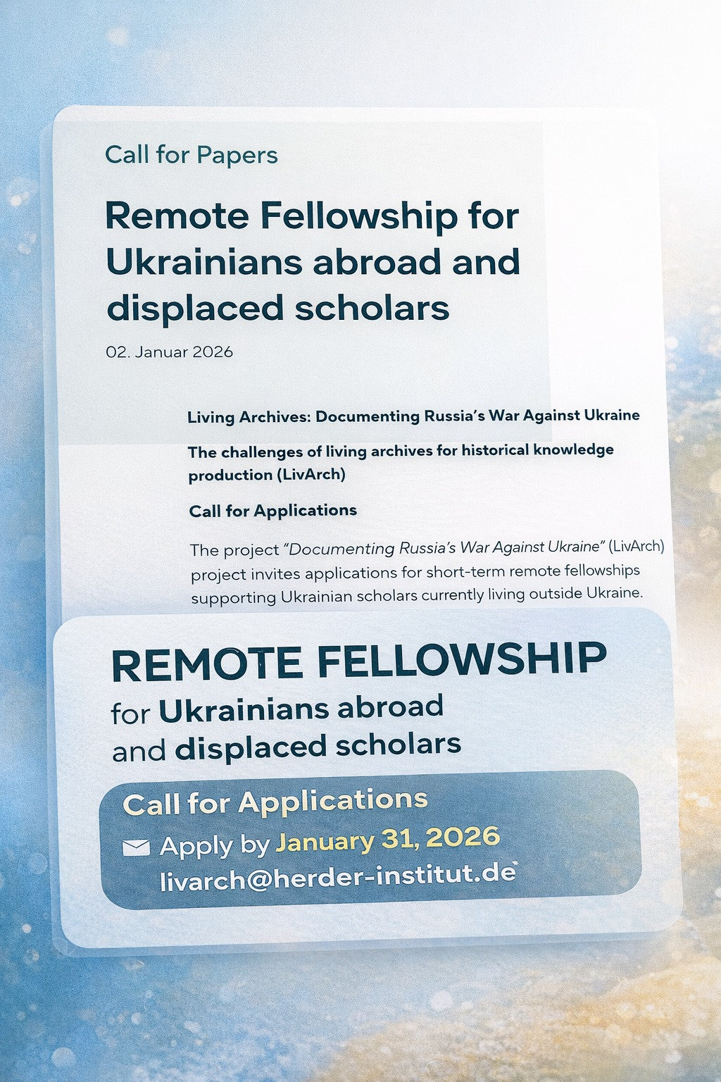 Дистанційна стипендія для українців за кордоном та переміщених науковців