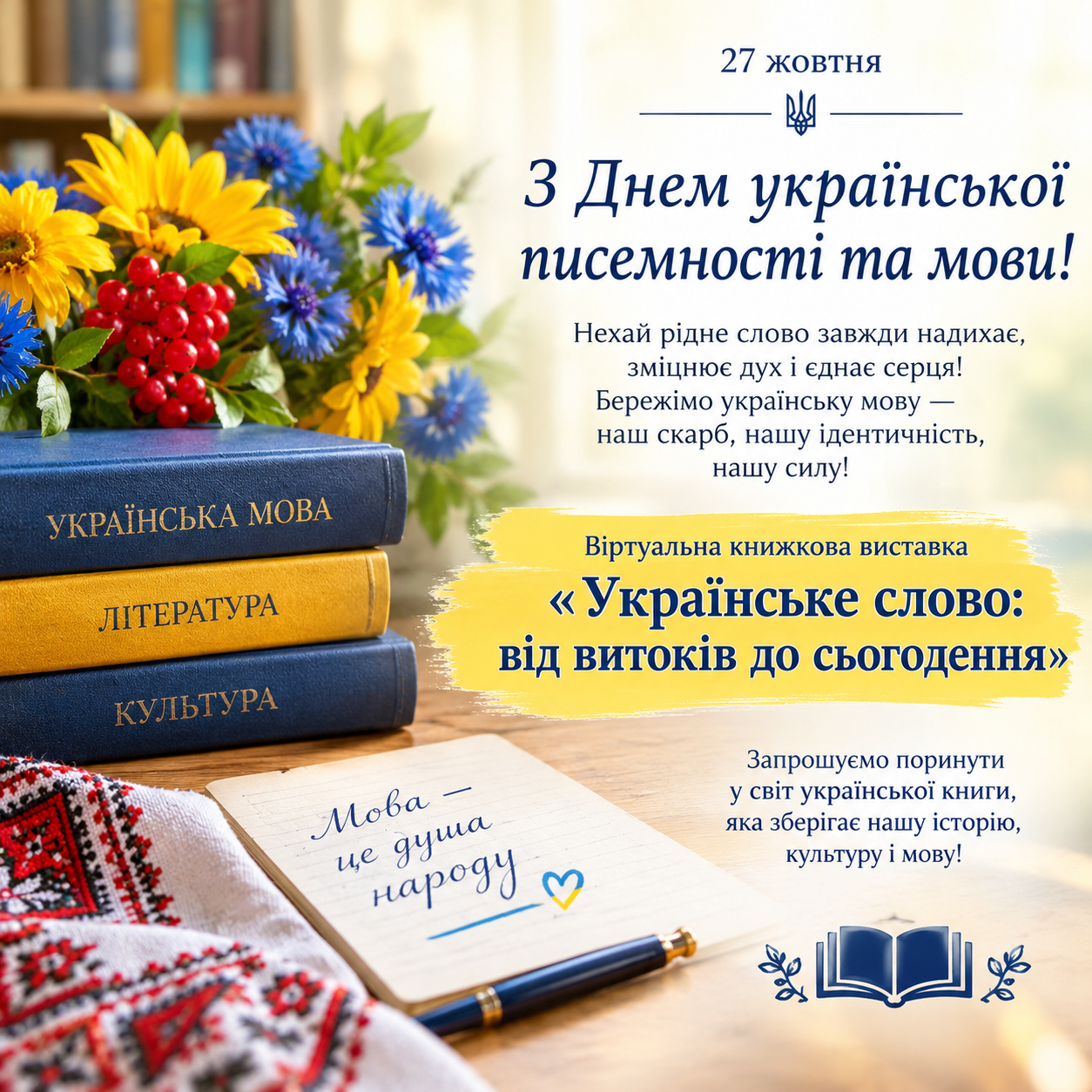 Віртуальна книжкова виставка «Українське слово: від витоків до сьогодення»
